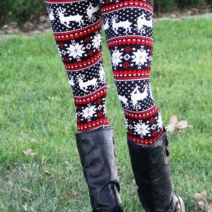Women's Buttery Ultra Soft Premium Christmas Reindeer Snowflake Leggings TC